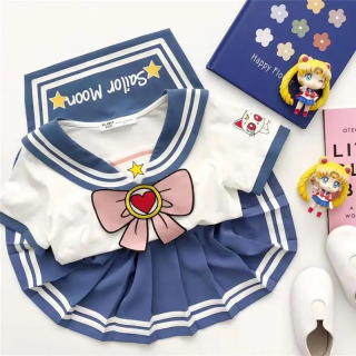 Kichkintoylar uchun kiyim toʻplamlari Yozgi kamon yoʻl-yoʻl toʻplamlari pilili yubkalar kostyumlari Yoqimli Sailor Moon Cosplay partiyasi Bolalar kiyimlari toʻplami