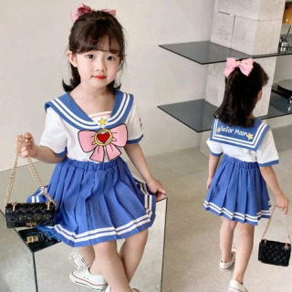 Kichkintoylar uchun kiyim toʻplamlari Yozgi kamon yoʻl-yoʻl toʻplamlari pilili yubkalar kostyumlari Yoqimli Sailor Moon Cosplay partiyasi Bolalar kiyimlari toʻplami