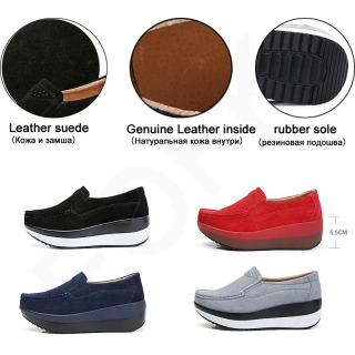 Ayollar uchun tekis platformali poyafzal Yangi ayollar qalin pastki loaferlar zamsh charm poyafzallari Qulay xanjar loaferlar kundalik slip on poyabzal