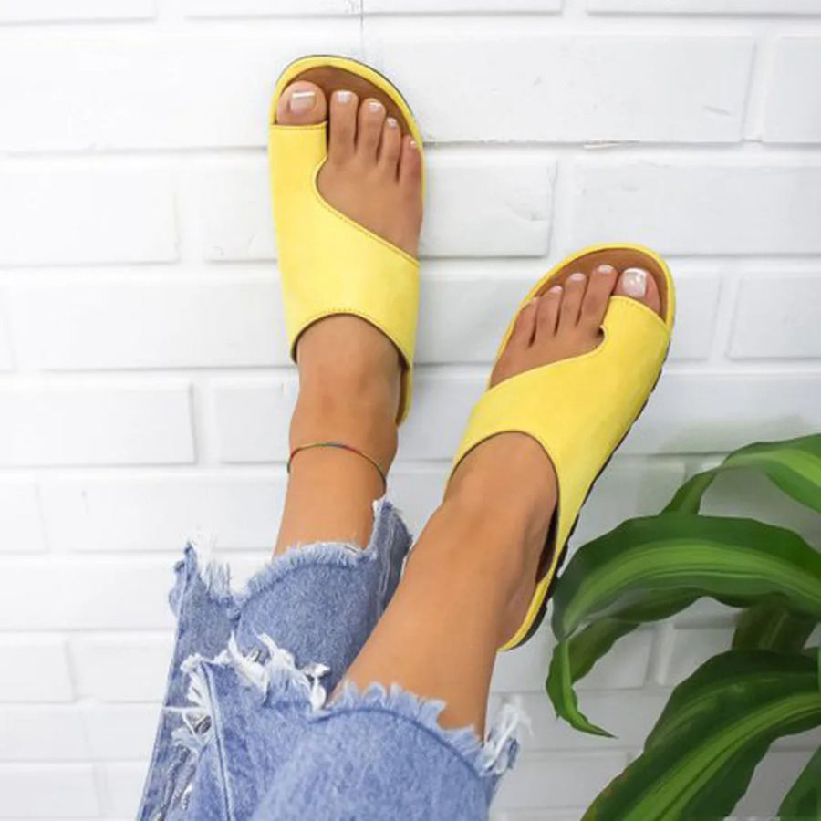 Ayol sandallari yangi ayollar poyafzallari qulay platformali ortopedik bunion tuzatuvchi tekis kattalikdagi 35-43 kundalik ayollar poyafzallari