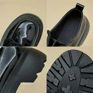 Ayollar platformasi yassi poyafzallari kuzgi qora loaferlar Moda qulay charm poyafzallari ochiq havoda dantelli Oksford Zapatos Mujer