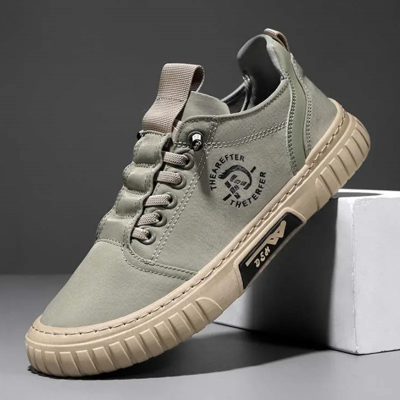 Erkaklar poyafzallari Bahorgi moda nafas oladigan mato poyafzallari Qulay kundalik loaferlar Katta oʻlchamli tekis yurish poyabzali Zapatillas De Deporte