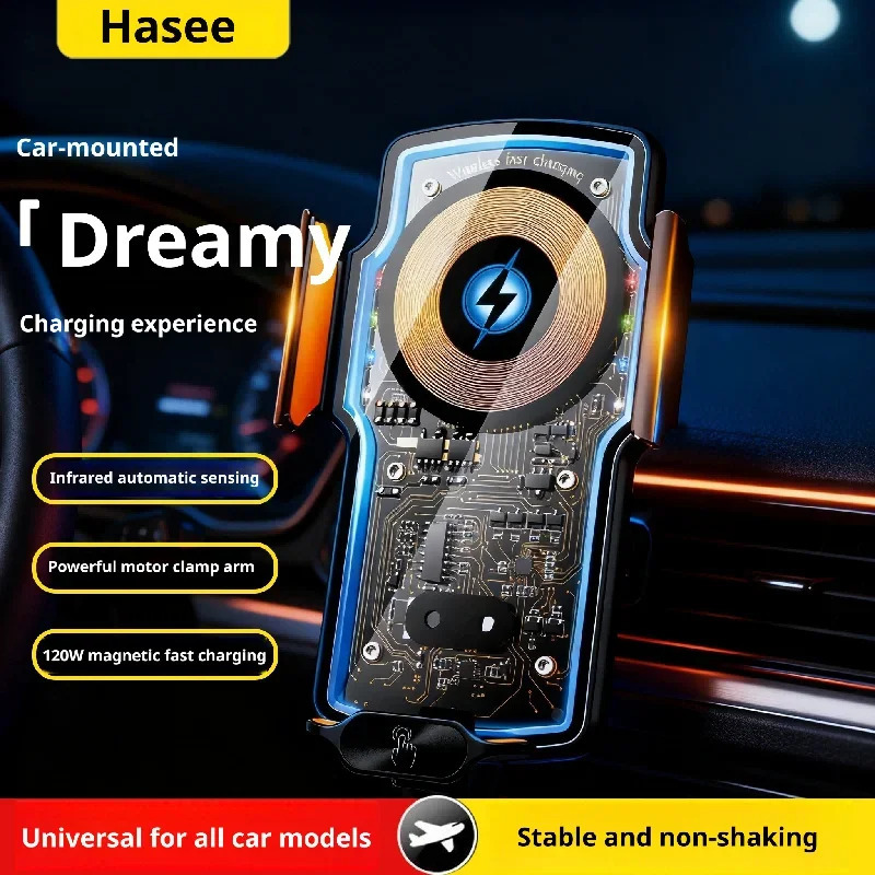 Avtomobil aksessuarlari: 15 Vt simsiz quvvatga ega shaffof telefon ushlagichi, avtomobil ichki moslamasi, zamonaviy dizayni.