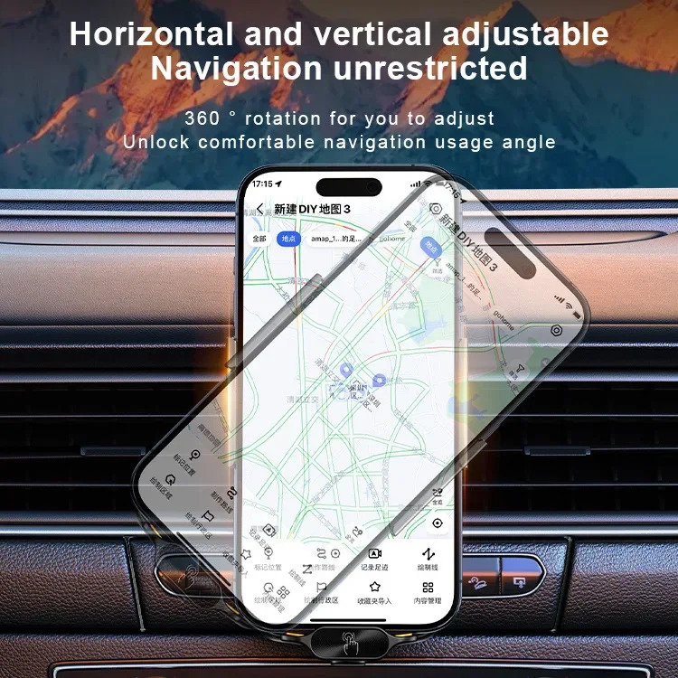 Avtomobil aksessuarlari: 15 Vt simsiz quvvatga ega shaffof telefon ushlagichi, avtomobil ichki moslamasi, zamonaviy dizayni.