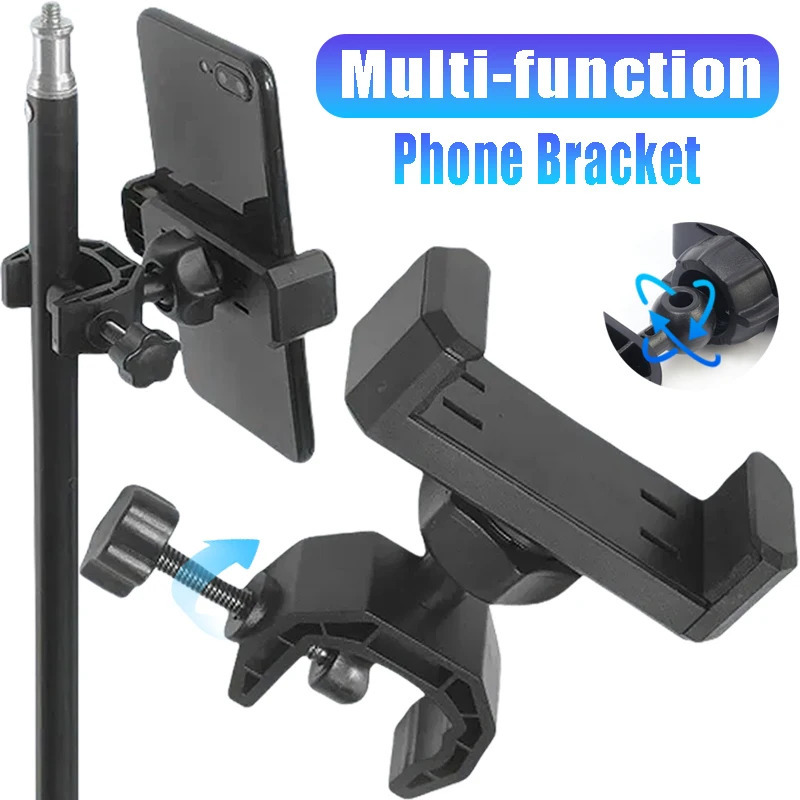 Koʻp funktsiyali telefon tripodli universal qisqich mobil telefon ushlagichi iPhone Samsung uchun veb-koʻrsatuv oʻrnatilgan qisqich aksessuarlari