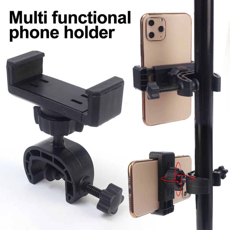 Koʻp funktsiyali telefon tripodli universal qisqich mobil telefon ushlagichi iPhone Samsung uchun veb-koʻrsatuv oʻrnatilgan qisqich aksessuarlari