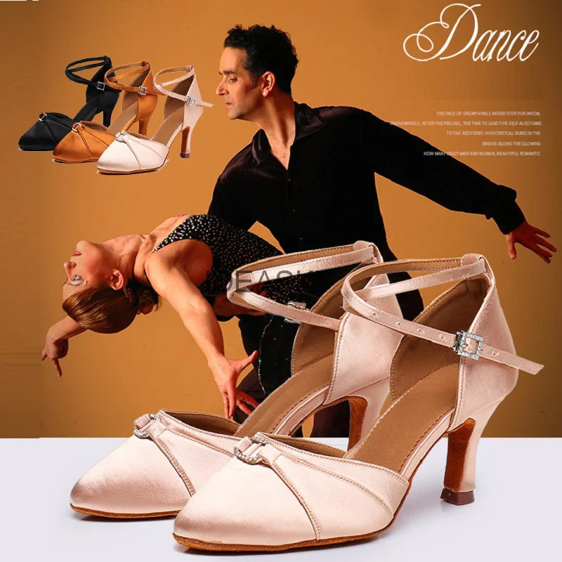 Ayollar lotin raqs poyafzallari sport Salsa jazz tango raqs poyafzallari Ayollar baland poshnali raqs poyafzallari tanaga qulay atlas pushti qora