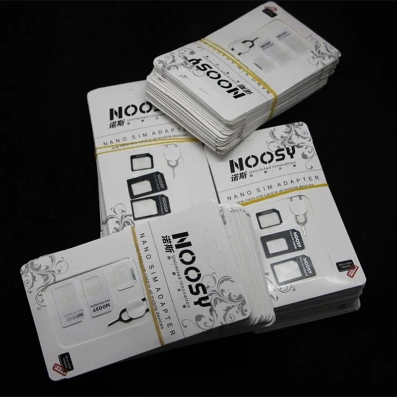 5 комплектов адаптера 4 в 1 Noosy Nano Sim Card + адаптер Micro Sim Card + стандартный адаптер SIM-карты для IPhone