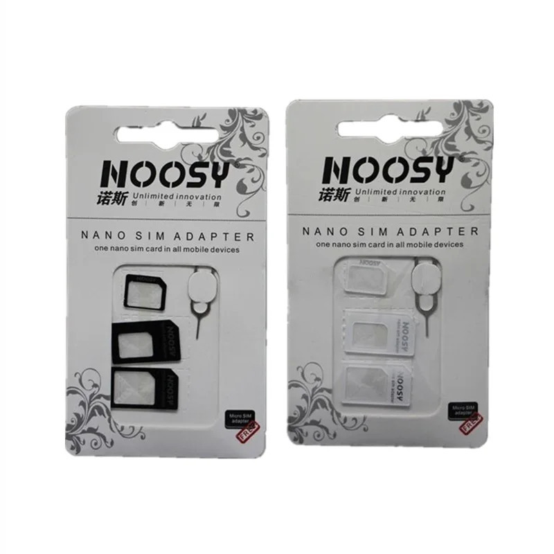 10 комплектов 4 в 1 адаптер Noosy Nano Sim-карты + адаптер Micro Sim-карты + стандартный адаптер SIM-карты для IPhone