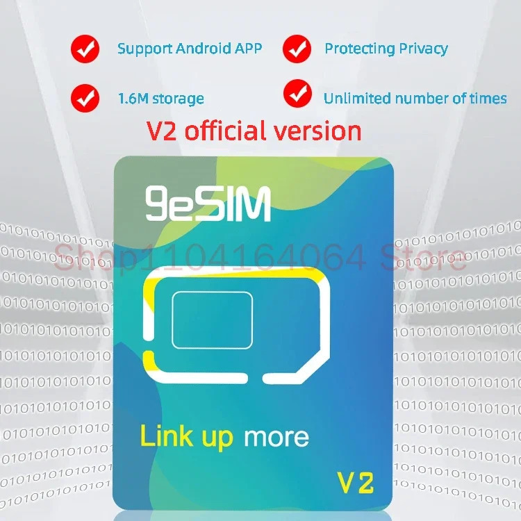 Карта 9eSIM V2 ESIM — физическая карта SIM. Усовершенствованная версия. Поддержка записи мобильных телефонов и компьютеров. Тот же функцию, что и 5 человек.